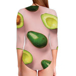 Avocado Cut In Half Pattern Print Long Sleeve Swimsuit