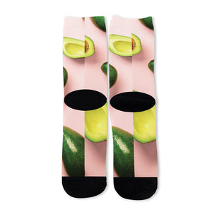 Avocado Cut In Half Pattern Print Long Socks