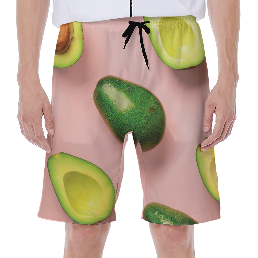 Avocado Cut In Half Pattern Print Men's Beach Shorts