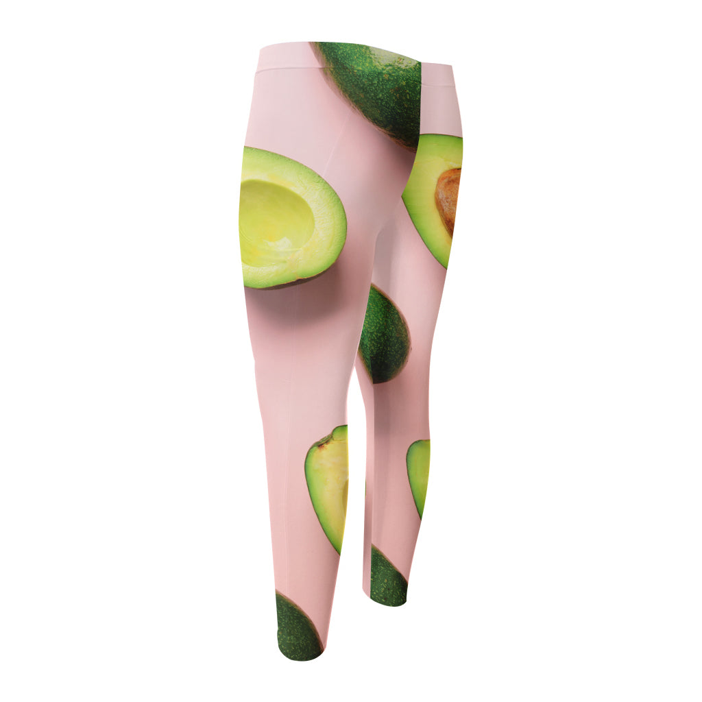 Avocado Cut In Half Pattern Print Men's Compression Pants