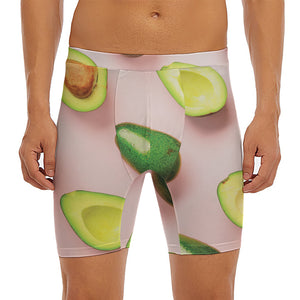 Avocado Cut In Half Pattern Print Men's Long Boxer Briefs