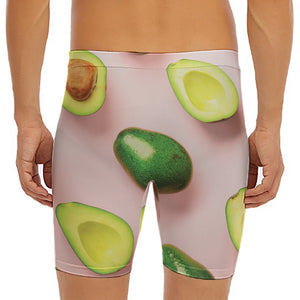 Avocado Cut In Half Pattern Print Men's Long Boxer Briefs