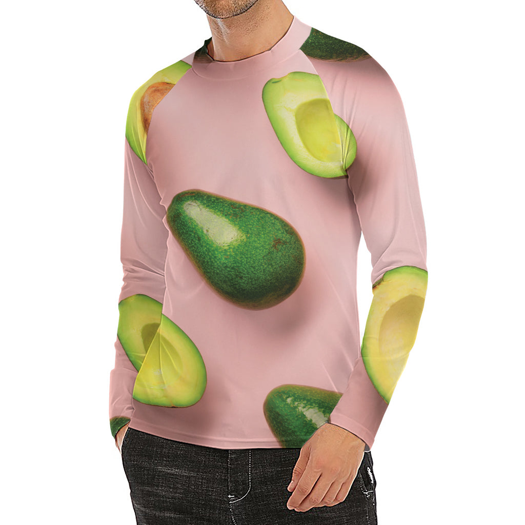 Avocado Cut In Half Pattern Print Men's Long Sleeve Rash Guard