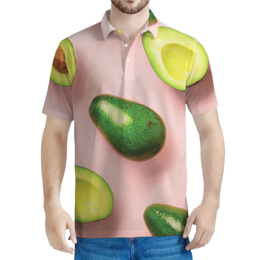 Avocado Cut In Half Pattern Print Men's Polo Shirt