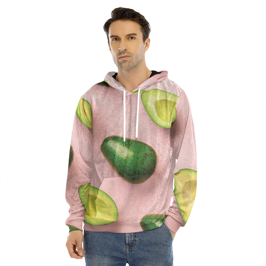 Avocado Cut In Half Pattern Print Men's Velvet Pullover Hoodie