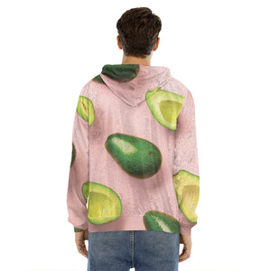 Avocado Cut In Half Pattern Print Men's Velvet Pullover Hoodie