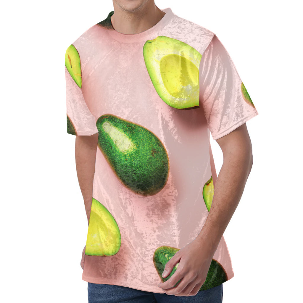 Avocado Cut In Half Pattern Print Men's Velvet T-Shirt