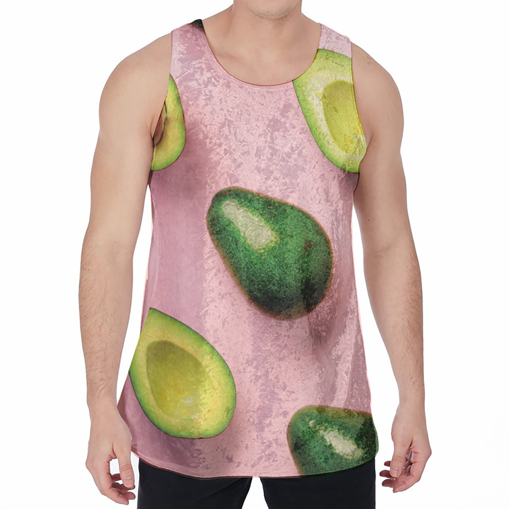 Avocado Cut In Half Pattern Print Men's Velvet Tank Top