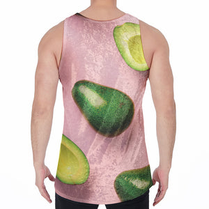 Avocado Cut In Half Pattern Print Men's Velvet Tank Top