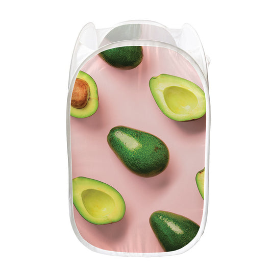 Avocado Cut In Half Pattern Print Mesh Laundry Hamper