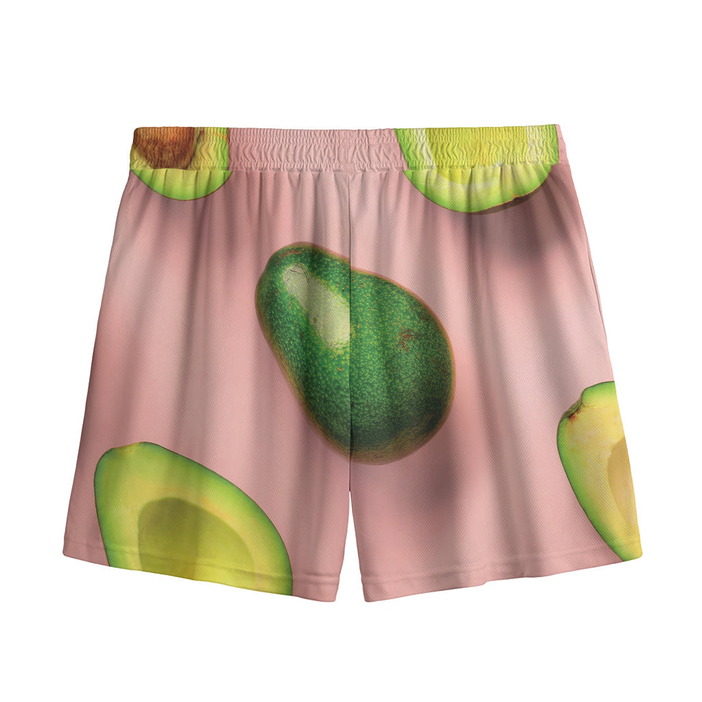 Avocado Cut In Half Pattern Print Mesh Shorts