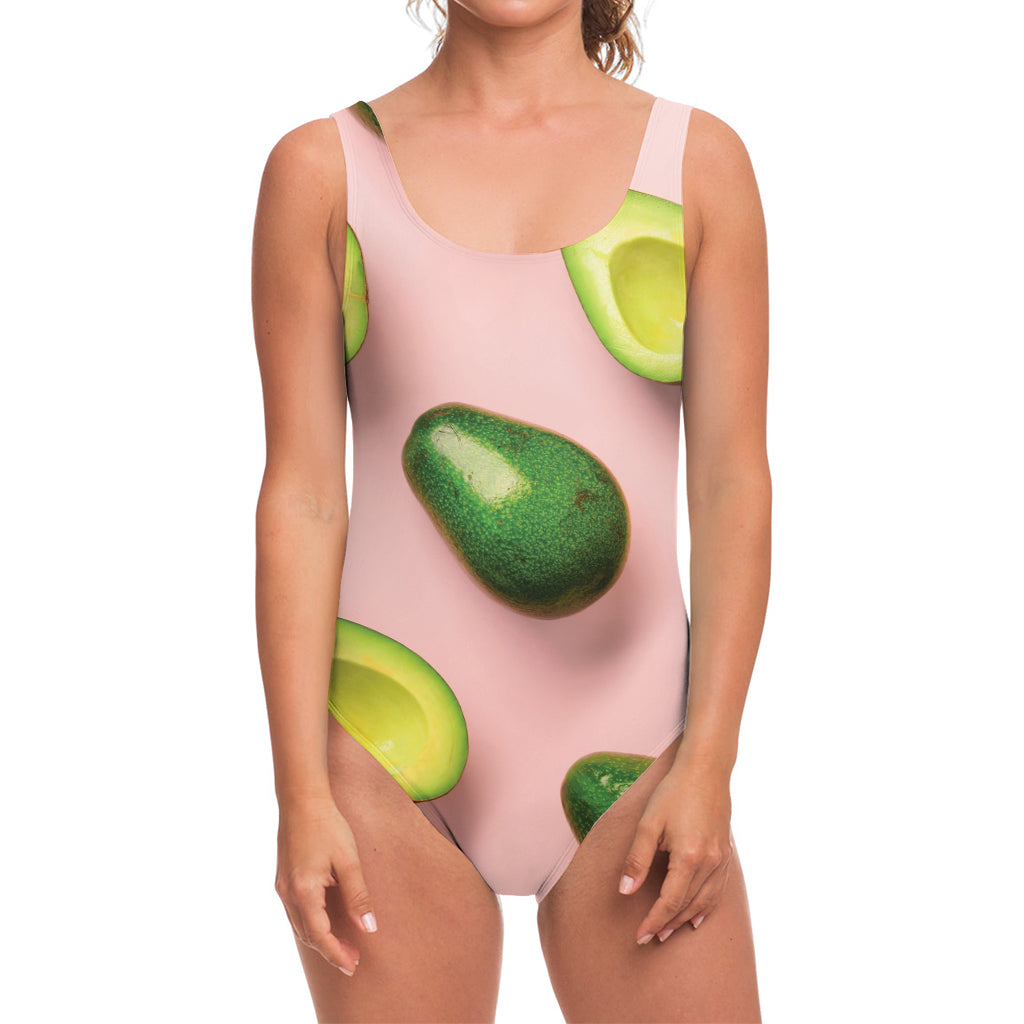 Avocado Cut In Half Pattern Print One Piece Swimsuit