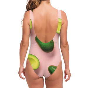 Avocado Cut In Half Pattern Print One Piece Swimsuit