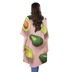 Avocado Cut In Half Pattern Print Open Front Beach Cover Up