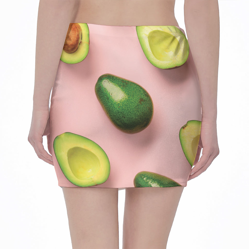 Avocado Cut In Half Pattern Print Pencil Mini Skirt