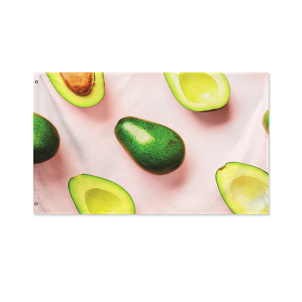 Avocado Cut In Half Pattern Print Polyester Flag