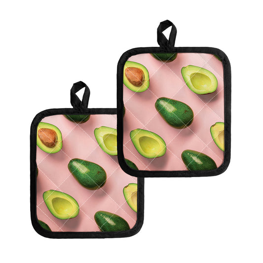 Avocado Cut In Half Pattern Print Pot Holders