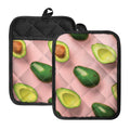 Avocado Cut In Half Pattern Print Pot Holders With Pocket