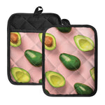 Avocado Cut In Half Pattern Print Pot Holders With Pocket