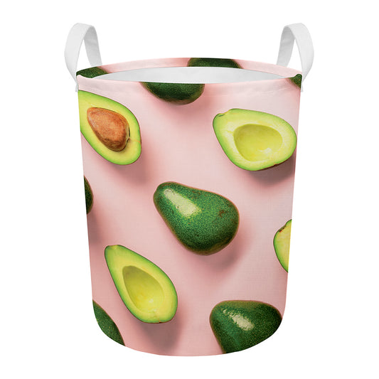 Avocado Cut In Half Pattern Print Round Laundry Basket