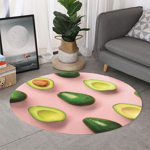 Avocado Cut In Half Pattern Print Round Rug