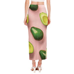 Avocado Cut In Half Pattern Print Side Slit Maxi Skirt