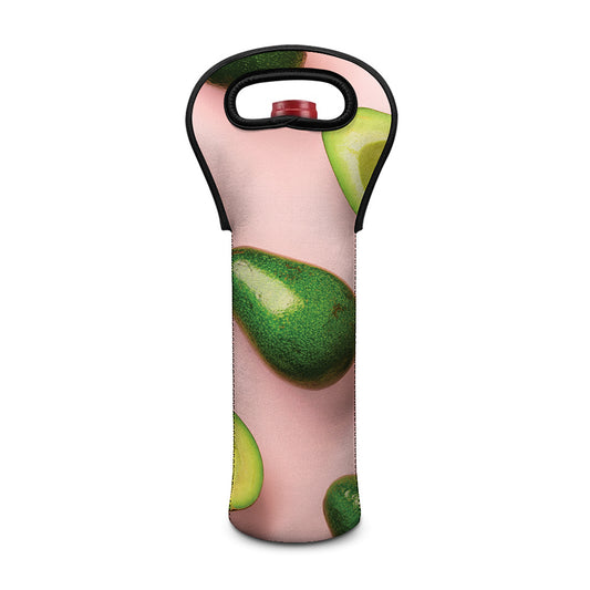 Avocado Cut In Half Pattern Print Single Neoprene Wine Tote