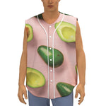 Avocado Cut In Half Pattern Print Sleeveless Baseball Jersey