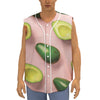 Avocado Cut In Half Pattern Print Sleeveless Baseball Jersey