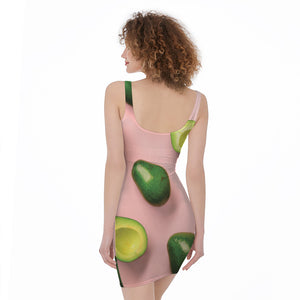 Avocado Cut In Half Pattern Print Sleeveless Bodycon Dress