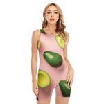 Avocado Cut In Half Pattern Print Sleeveless One Piece Swimsuit