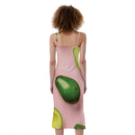 Avocado Cut In Half Pattern Print Slim Fit Midi Cami Dress