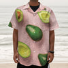 Avocado Cut In Half Pattern Print Textured Short Sleeve Shirt