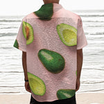 Avocado Cut In Half Pattern Print Textured Short Sleeve Shirt