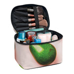 Avocado Cut In Half Pattern Print Travel Makeup Bag