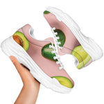 Avocado Cut In Half Pattern Print White Chunky Shoes