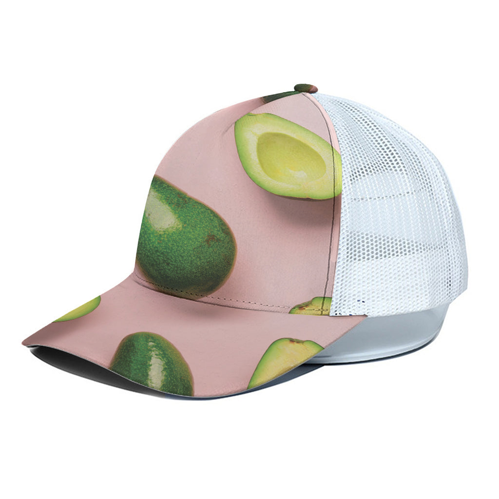 Avocado Cut In Half Pattern Print White Mesh Trucker Cap