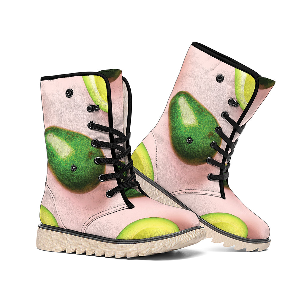 Avocado Cut In Half Pattern Print Winter Boots