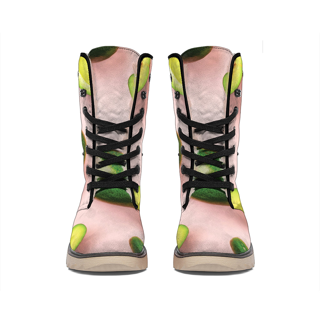 Avocado Cut In Half Pattern Print Winter Boots