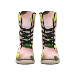 Avocado Cut In Half Pattern Print Winter Boots