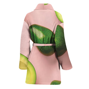 Avocado Cut In Half Pattern Print Women's Bathrobe