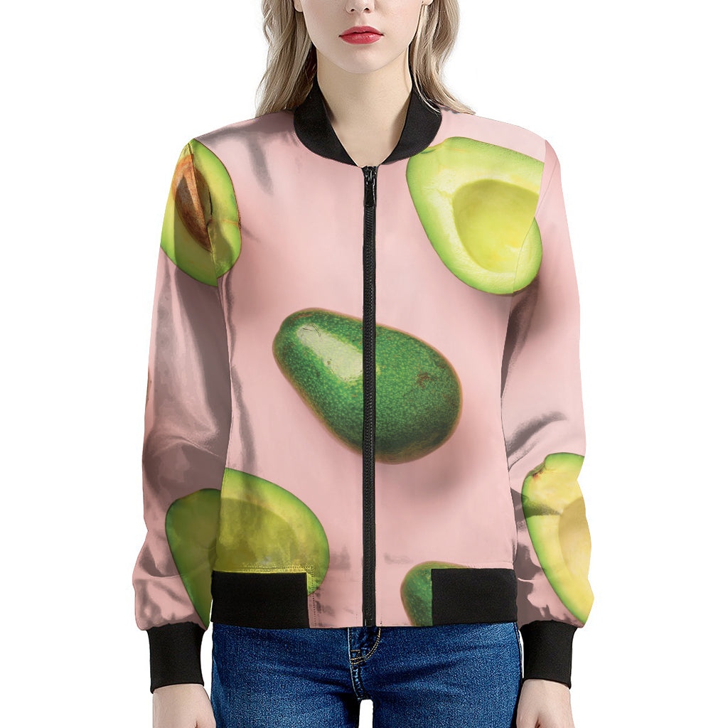 Avocado Cut In Half Pattern Print Women's Bomber Jacket