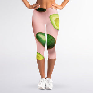 Avocado Cut In Half Pattern Print Women's Capri Leggings