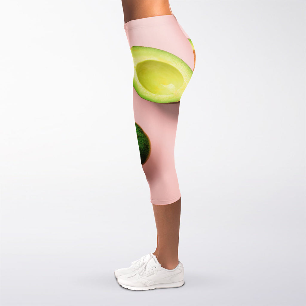 Avocado Cut In Half Pattern Print Women's Capri Leggings