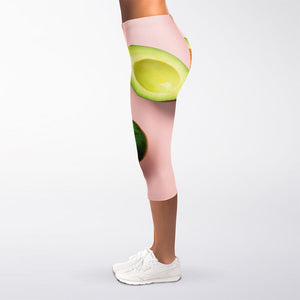 Avocado Cut In Half Pattern Print Women's Capri Leggings