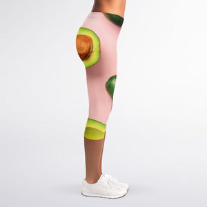 Avocado Cut In Half Pattern Print Women's Capri Leggings