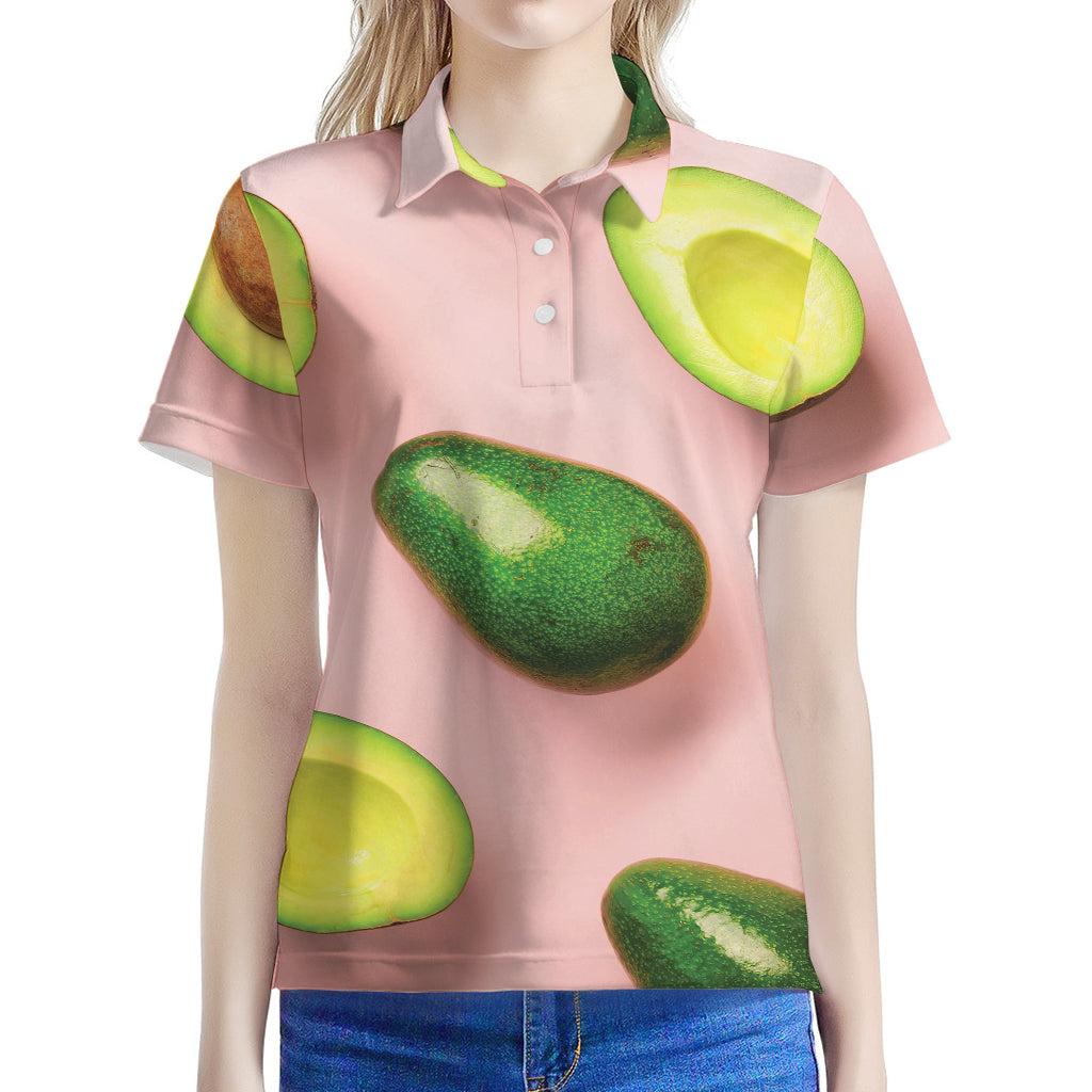 Avocado Cut In Half Pattern Print Women's Polo Shirt