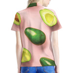 Avocado Cut In Half Pattern Print Women's Polo Shirt