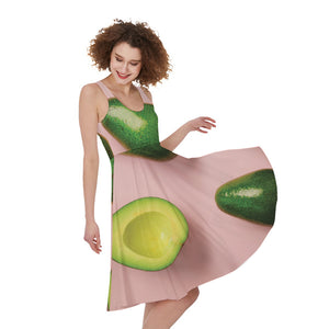 Avocado Cut In Half Pattern Print Women's Sleeveless Dress