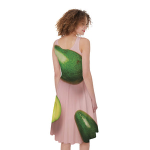 Avocado Cut In Half Pattern Print Women's Sleeveless Dress